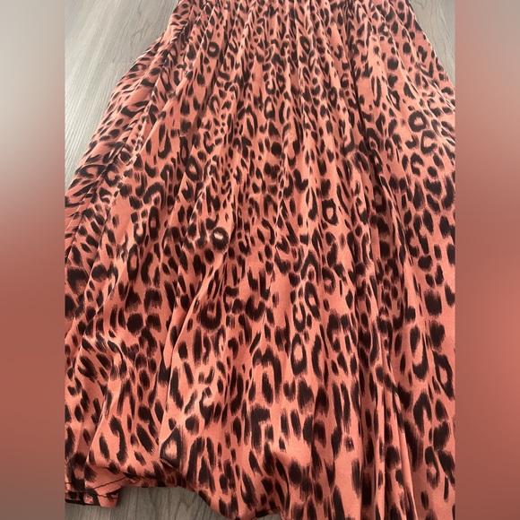 Chartou Pink and Black Pleated Animal Print A-Line MIDI Skirt Size Medium - Picture 5 of 10